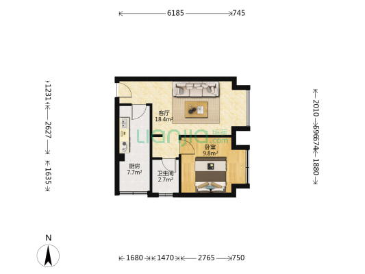 大观苑二期 1室1厅1卫 43平方
