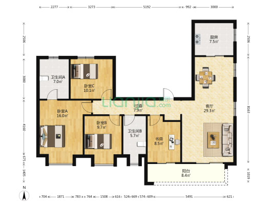 光谷创新天地3期 4室1厅2卫 140平方