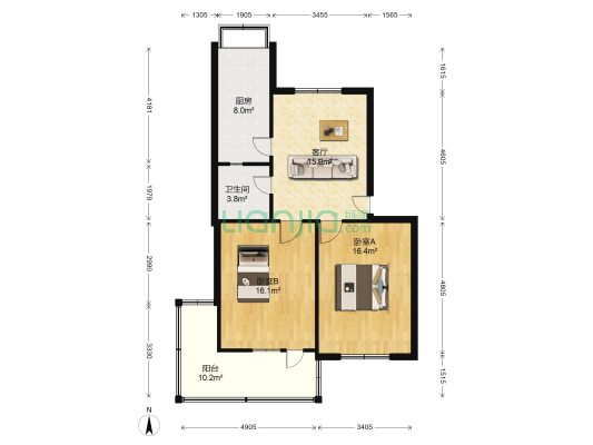 省石油公司宿舍 2室1厅1卫 80平方