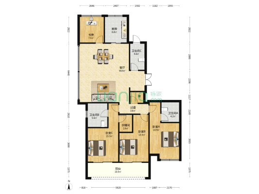 观翠揽月轩 4室1厅3卫 176平方