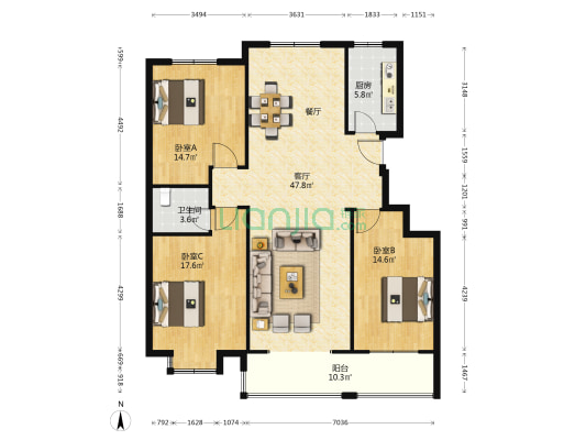 文锦园(青州) 3室1厅1卫 140平方