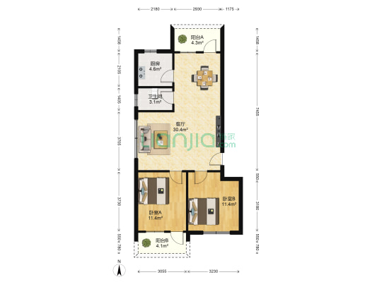广西农业机械鉴定站职工住宅楼 2室1厅1卫 73平方