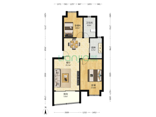 榆园二期 2室1厅1卫 75平方