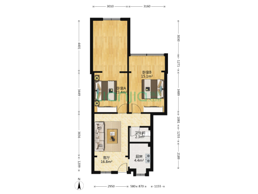 石人正街29号 2室1厅1卫 57平方