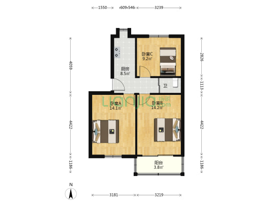 苜卫路13号 3室0厅1卫 65平方