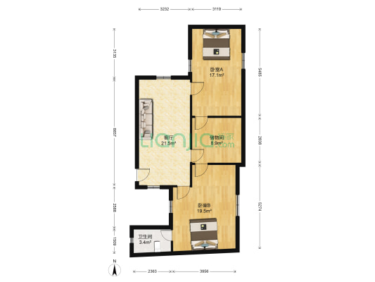 井巷 2室1厅1卫 83平方