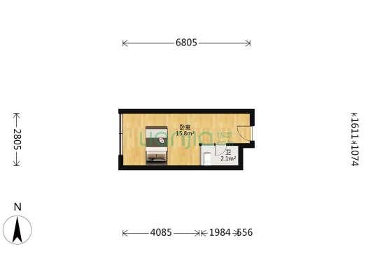 都荟天地 1室0厅1卫 30平方