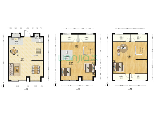 龙湖正邦虎溪原著 3室1厅2卫 199平方