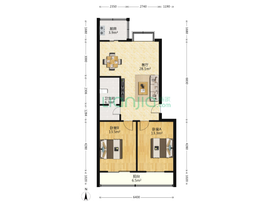 长缨小区 2室1厅1卫 91平方