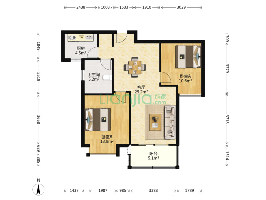 三湘森林海尚(嘉定) 2室1厅1卫 89平方