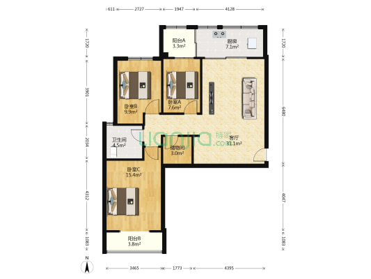 御府三号三期 3室1厅1卫 113平方