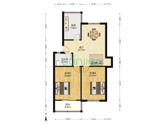省邮政朱雀路家属院 2室1厅1卫 74平方