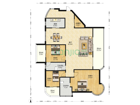 尚层建筑 3室1厅2卫 173平方