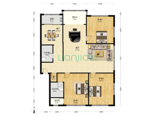 兆丰西路 3室2厅2卫 170平方