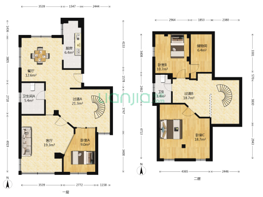 世纪长春小区 3室2厅2卫 83平方
