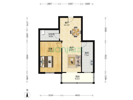 滨渠里 1室2厅1卫 71平方