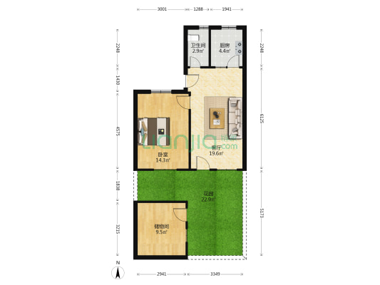 木材公司62号院 1室1厅1卫 56平方