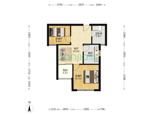 水墩苑一区 2室1厅1卫 60平方