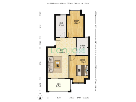 瑞泰尚园西区 2室1厅1卫 70平方
