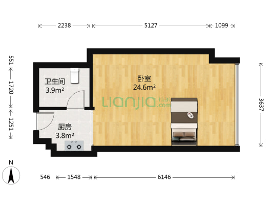 财富公馆 1室0厅1卫 53平方