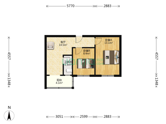 山西农业大学太原畜牧兽医学院 2室1厅1卫 52平方