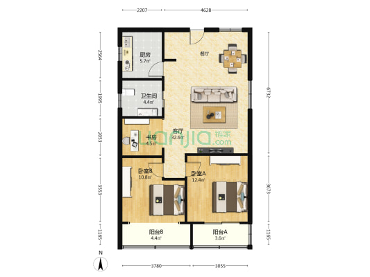 铜仁路327号 3室1厅1卫 103平方