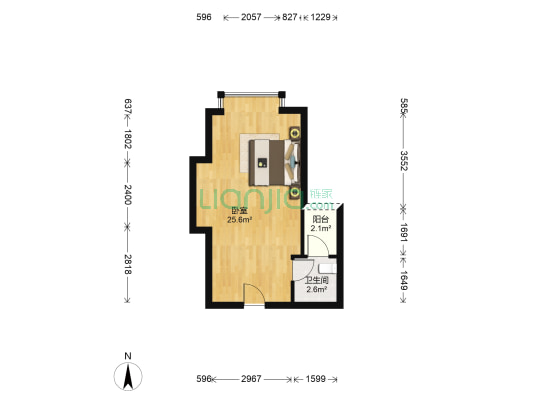 龙城一号 1室0厅1卫 39平方