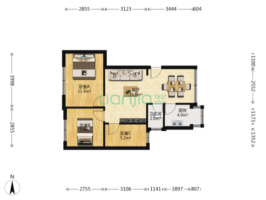 煤机新村 3室1厅1卫 61平方