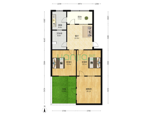 裕丰家属院 2室1厅1卫 84平方