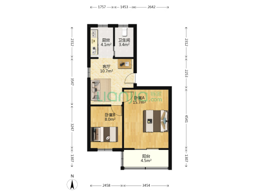 真西新苑 2室1厅1卫 59平方