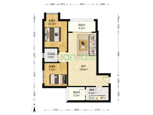 茅溪红沙丽景B区 2室1厅1卫 75平方