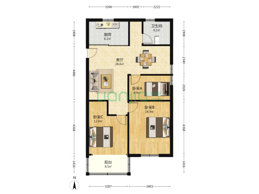 古漪园路235号 3室1厅1卫 92平方