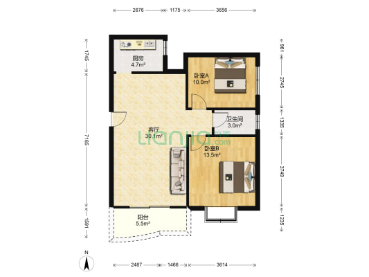 方泰花园 2室1厅1卫 81平方
