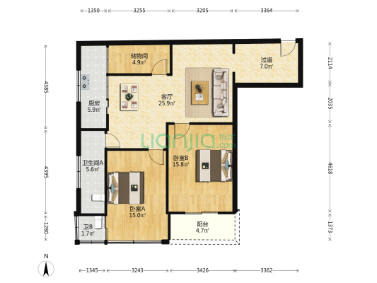 威龙商城 2室1厅2卫 104平方