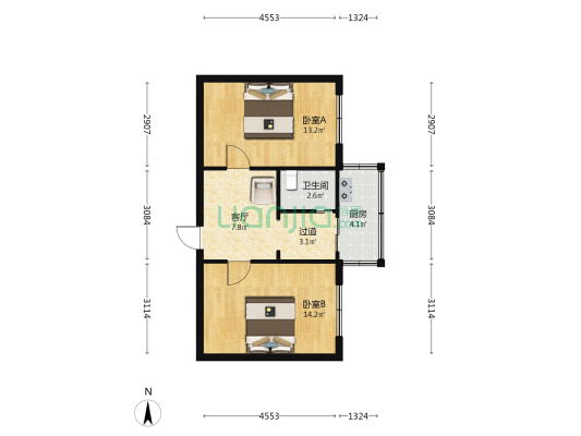 水西关街17号院 2室1厅1卫 60平方