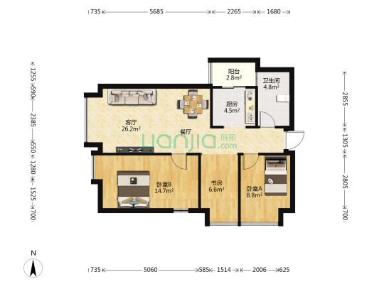 鑫金花园(昌源北路) 3室1厅1卫 89平方