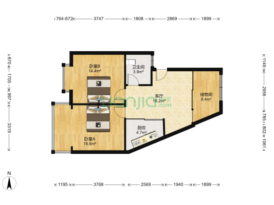 盛达苑 2室1厅1卫 82平方