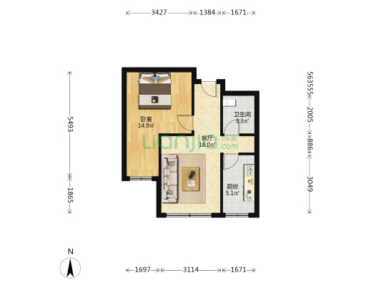 顺迈欣郡三期 1室1厅1卫 60平方
