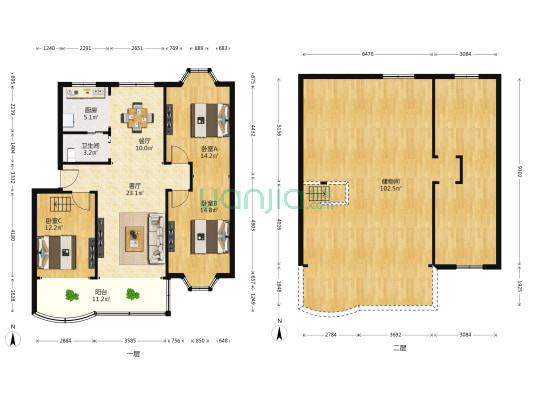 莲安北路 3室2厅1卫 105平方
