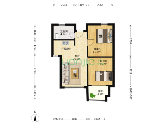 紫郡名邸 2室1厅1卫 67平方