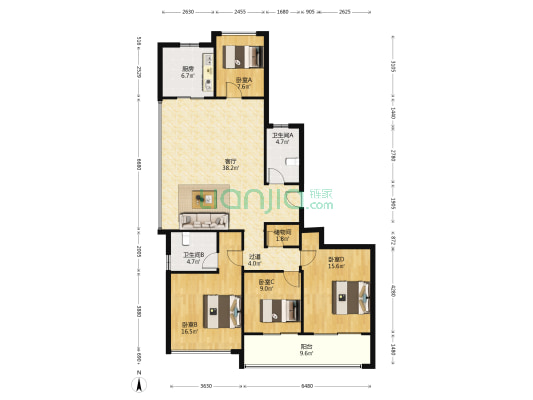 中国铁建花语江南 4室1厅2卫 159平方