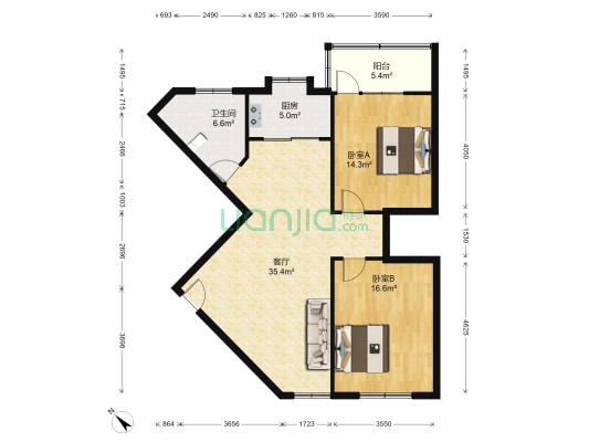 南关街205号院 2室1厅1卫 101平方