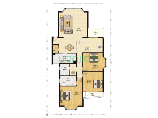 旌湖佳苑B区 3室1厅2卫 179平方
