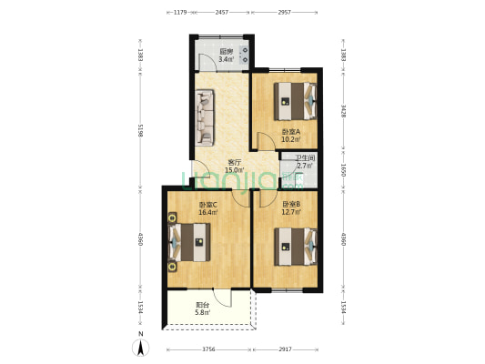 长乐西路235号 3室1厅1卫 82平方