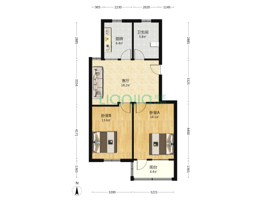 烟雨新村 2室1厅1卫 76平方