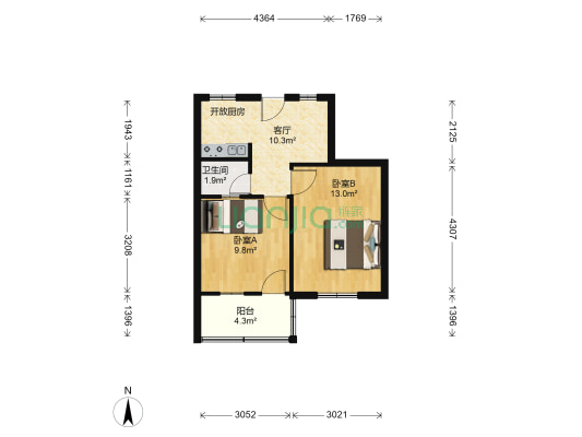 港湾花园 2室1厅1卫 50平方