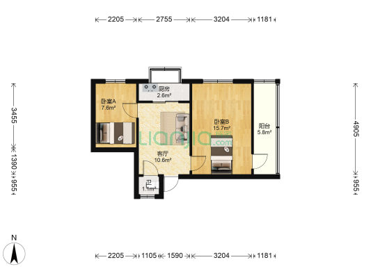 古楼街41-1号 2室1厅1卫 58平方