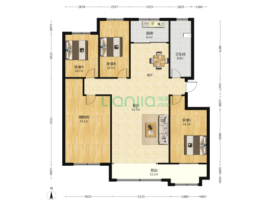 龙泉花园(青州市) 3室1厅1卫 178平方