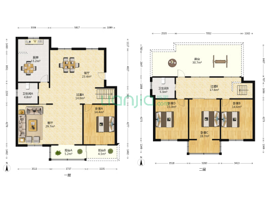 中山花园 4室2厅2卫 232平方