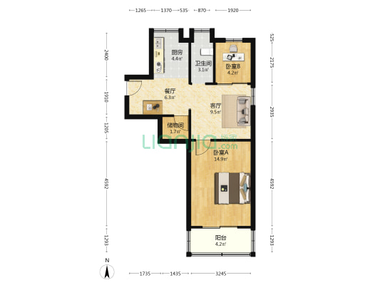 古平岗35号 2室2厅1卫 58平方